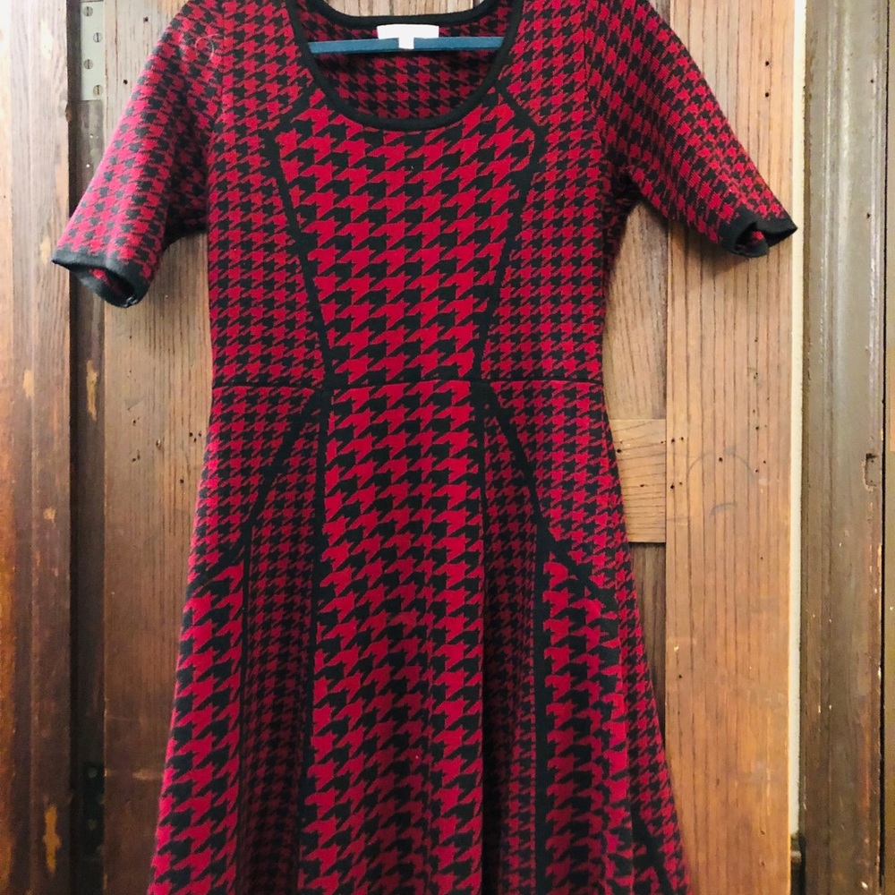 Houndstooth Red Dress